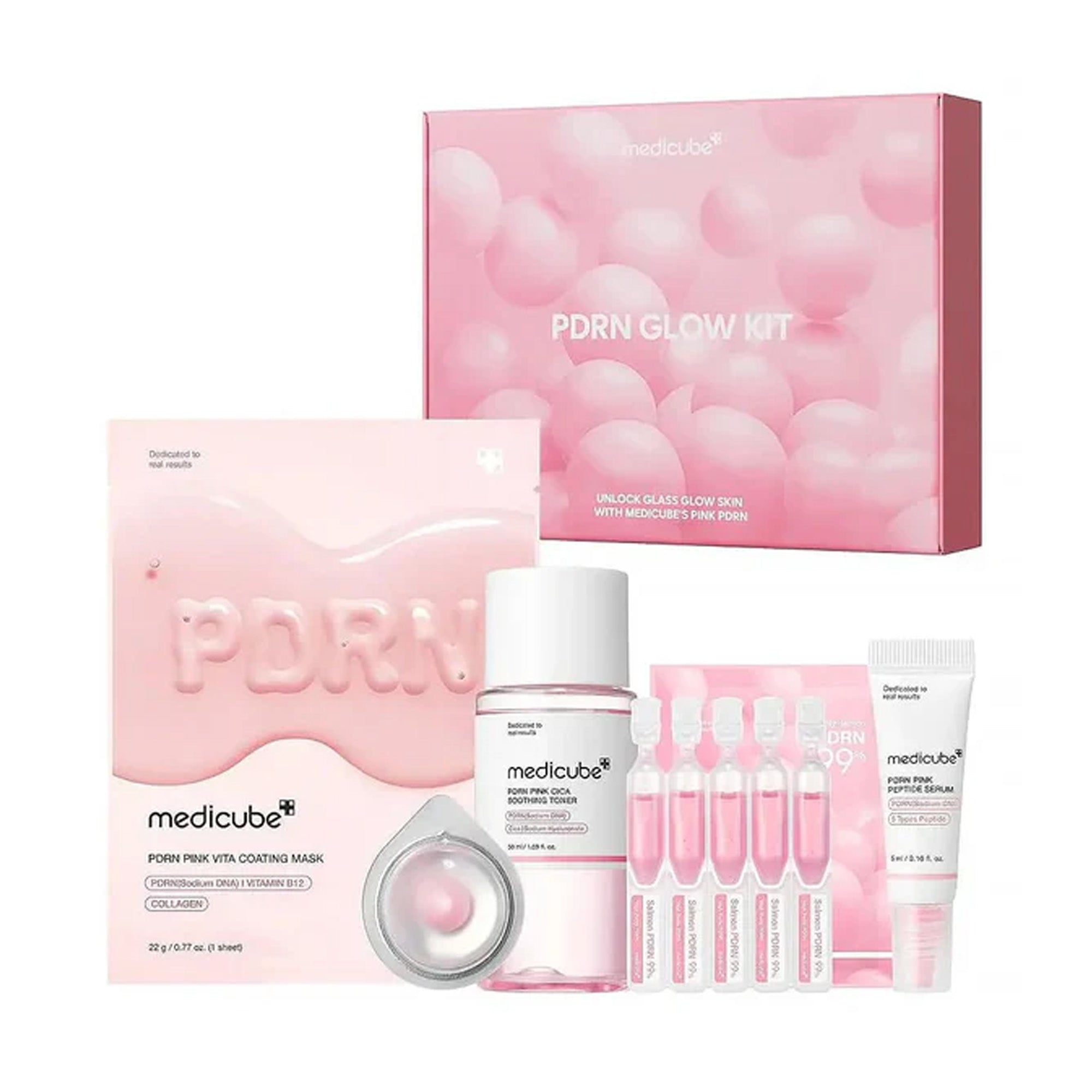 MEDICUBE PDRN Pink Glow Kit – Radiant Pink Glass Glow Routine - Set / Kit