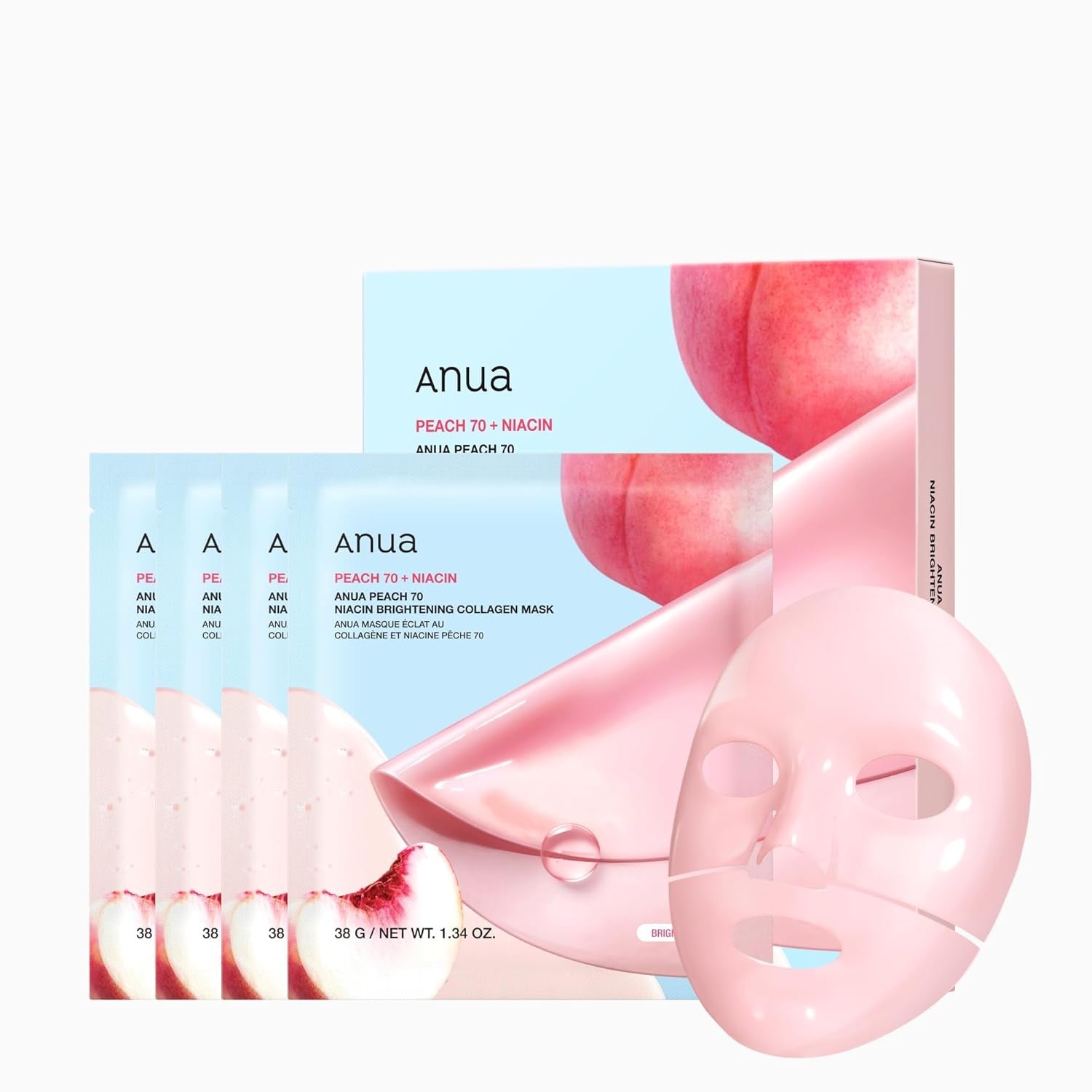 ANUA Peach 70 + Niacin Brightening Collagen Mask 38 G