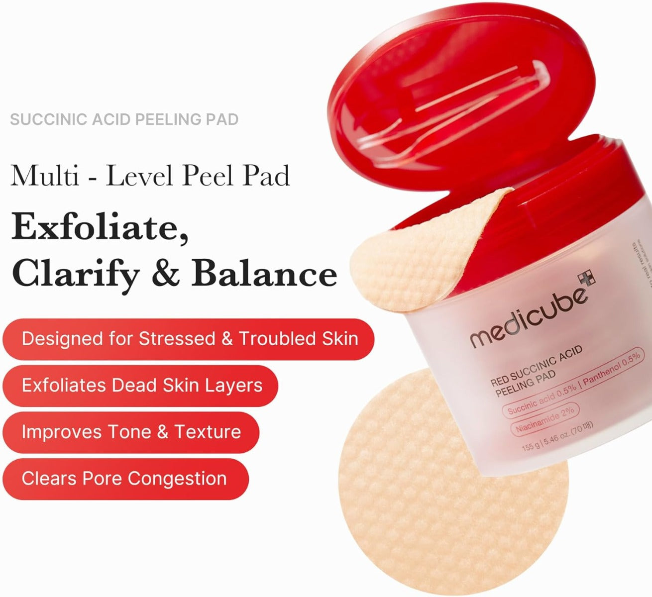 Medicube Red Succinic Peeling Pad 70pcs